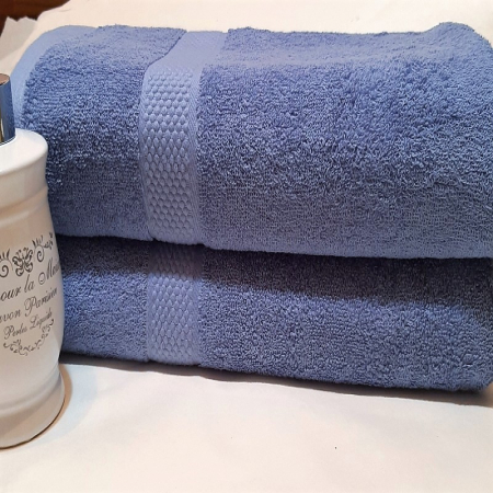 Set 4 prosoape mari de baie, bumbac 100%, 70x140 cm, 450 gr/mp, alb/bleu [4]