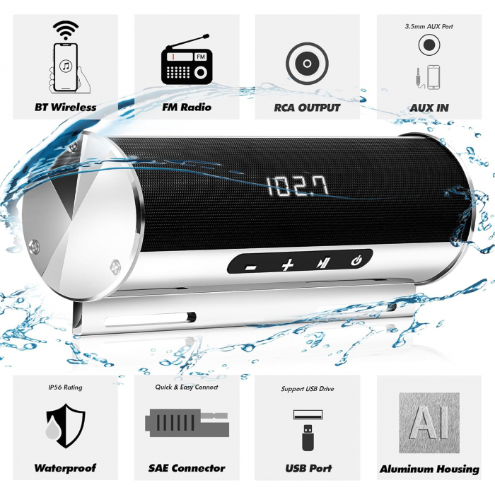 Set Soundbar + boxe motocicleta SBD600QA - Crom [3]