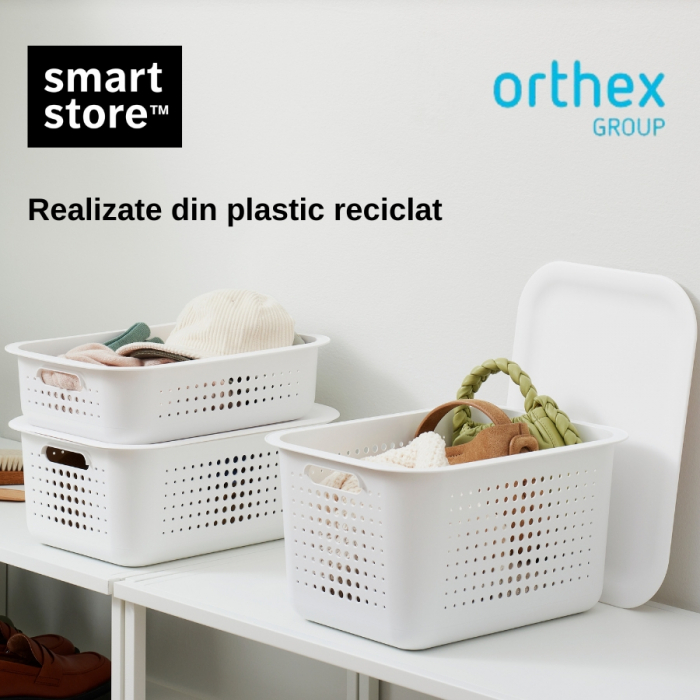 Capac pentru Cutie depozitare si organizare, SmartStore Recycled, din plastic reciclat, Alb [3]