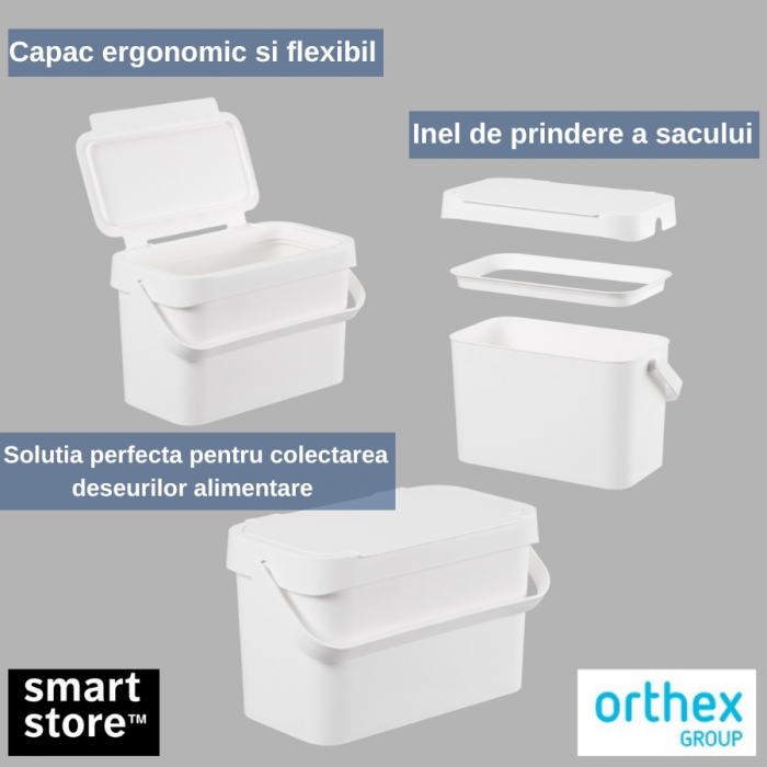 Cos de gunoi SmartStore Biowaste, pentru deseuri menajere, Alb, 5L [7]