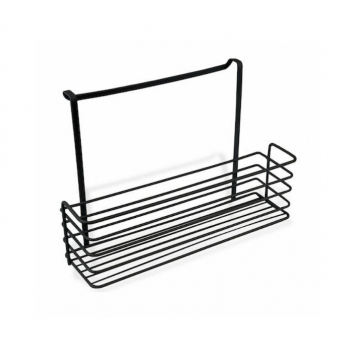 Cos metalic, depozitare si organizare pentru usi dulapuri bucatarie/baie, negru, 34x9,5x22cm [4]