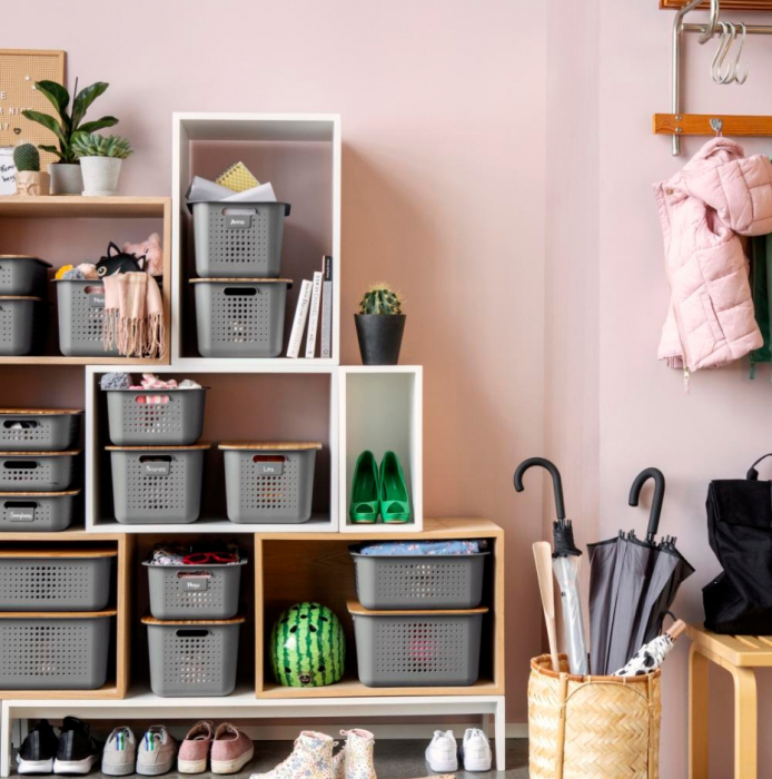 Cutie depozitare si organizare, SmartStore Recycled 20, din plastic reciclat, Gri, 13L , 37x28x20 cm [5]