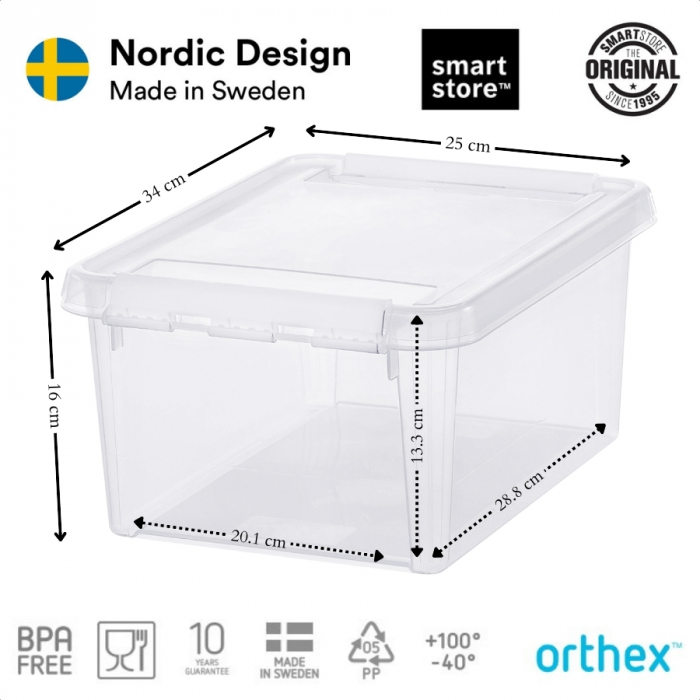 Cutie depozitare si organizare, cu capac, SmartStore Home 10, Plastic fara BPA, Transparent, 34x25x16 cm [3]