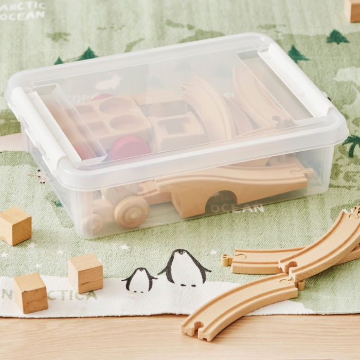 Cutie depozitare si organizare, cu capac, SmartStore Home 14, Plastic fara BPA, Transparent, 40x30x11 cm [2]