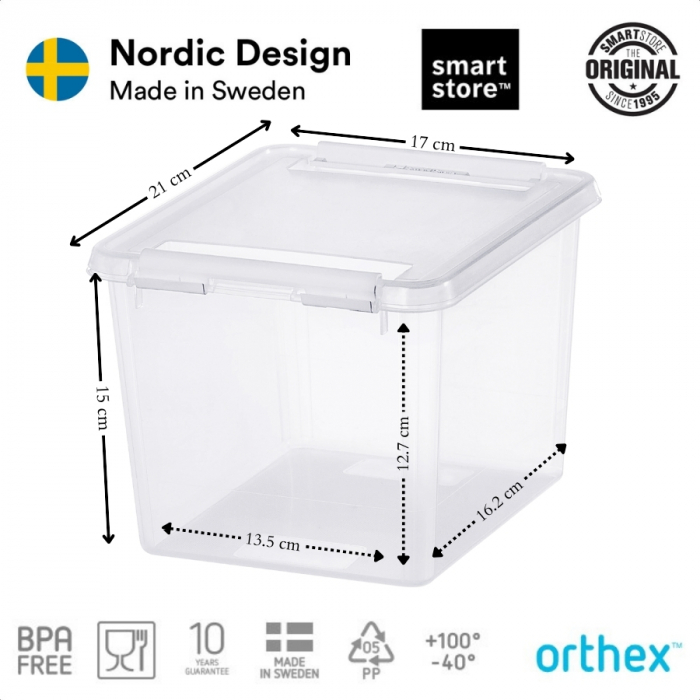 Cutie depozitare si organizare, cu capac, SmartStore Home 3, Plastic fara BPA, Transparent, 21x17x15 cm [3]