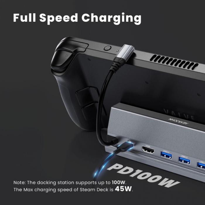 Docking Station EOKEX pentru Steam Deck, 7in1 Plug and Play, 4K@60Hz HDMI 2.0, Gigabit Ethernet Port, 100W Power Delivery, 1x USB-C PD, 1x 4K HD, 1x USB 2.0, 2x USB 3.0, 1x USB Type C 3.0, Aluminiu [7]