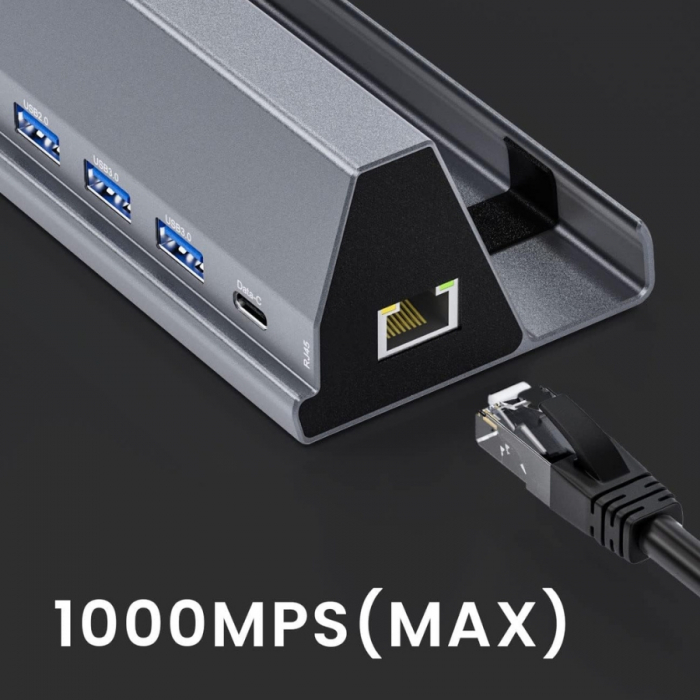 Docking Station EOKEX pentru Steam Deck, 7in1 Plug and Play, 4K@60Hz HDMI 2.0, Gigabit Ethernet Port, 100W Power Delivery, 1x USB-C PD, 1x 4K HD, 1x USB 2.0, 2x USB 3.0, 1x USB Type C 3.0, Aluminiu [4]