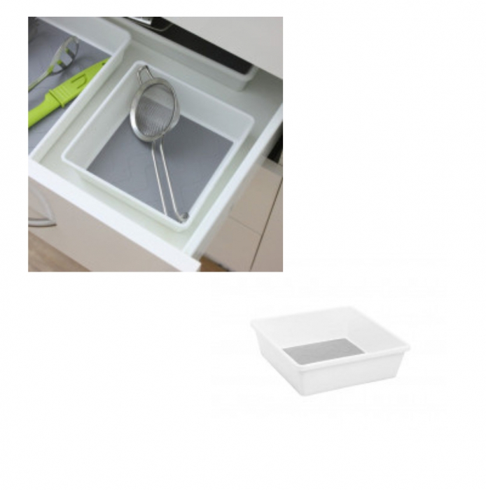 Organizator modular pentru sertar, cu 3 compartimente antiderapante, alb, dimensiuni diferite, 17x9.5cm, 24.5x9.5cm, 17x17cm [5]