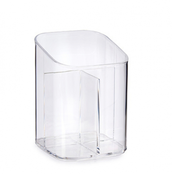 Organizator pentru depozitare produse cosmetice si manichiura, 3 compartimente, plastic, transparent, 8.3x8.3x11.3 cm [3]