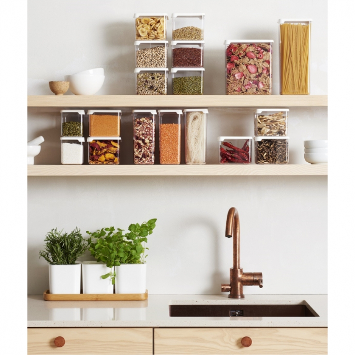 Cutie depozitare alimente, cu capac ermetic, SmartStore, plastic fara BPA, organizator, stivuibila, transparenta, 2.25L [5]