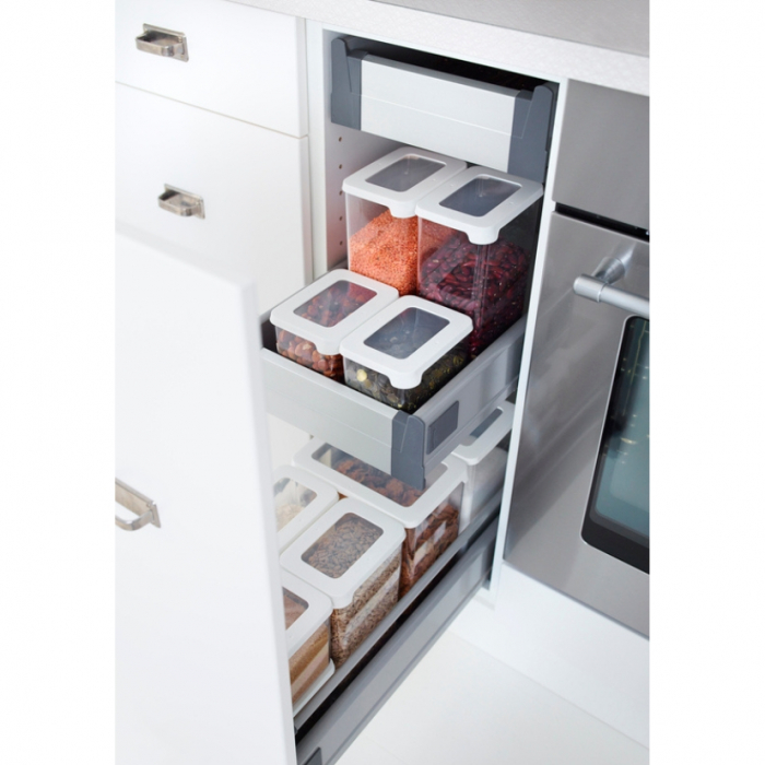 Cutie depozitare alimente, cu capac ermetic, SmartStore, plastic fara BPA, organizator, stivuibila, transparenta, 2.25L [9]