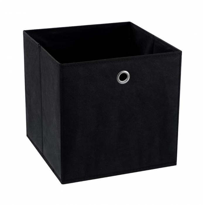 Set 3 Cutii depozitare si organizare, pliabile, tip cub, material textil, alb/negru/gri, 30x30x30cm [5]