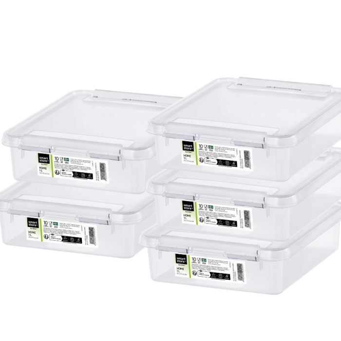 Set 5 Cutii cu capac 1L, SmartStore Home1, 21x17x6 cm [1]