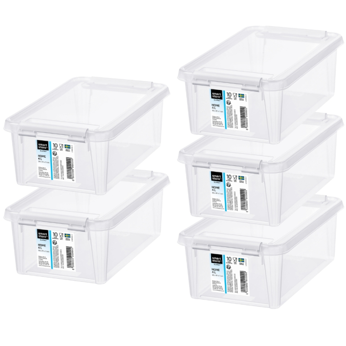 Set 5 Cutii cu capac 4 L, SmartStore Home5, 30x19x11 cm [1]