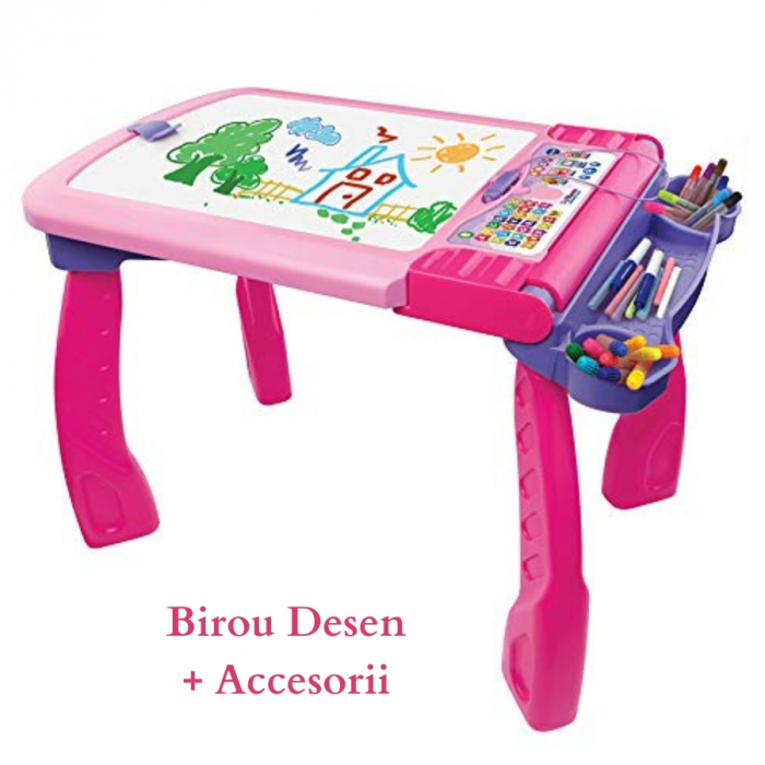 Tabla multifunctionala, Joc Educativ pentru copii, Vtech Magi 3in1, 3 functii: Sevalet Luminos si Muzical cu Creion Magic, Tabla cu Creta, Masa pentru Desen cu accesorii, 3+ ani [5]