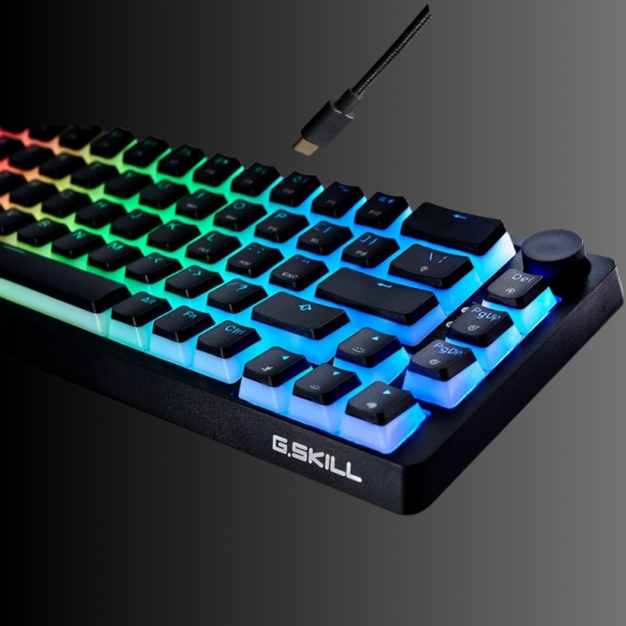 Tastatura Mecanica Gaming, G.Skill KM250 RGB 65% (67-Taste), RGB LED, cablu USB Tip C, Negru [4]