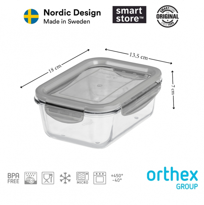 Vas termorezistent, multifunctional, cu capac din plastic, Orthex, 0.75L, 18x13.5x7 cm [2]