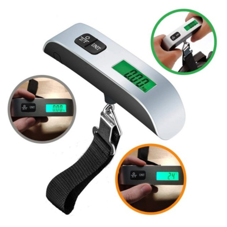 Cantar digital de mana pentru bagaje Techwood, afisaj LCD functia TARE, maxim 50 kg, argintiu [7]