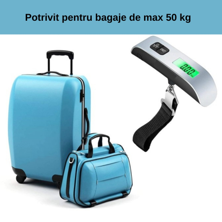 Cantar digital de mana pentru bagaje Techwood, afisaj LCD functia TARE, maxim 50 kg, argintiu [3]