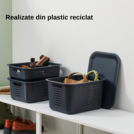 Capac pentru Cutie depozitare si organizare, SmartStore Recycled, din plastic reciclat, Gri [2]