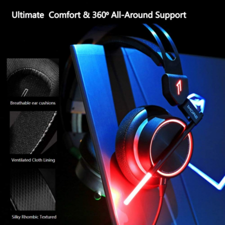 Casti Gaming 1MORE Spearhead VR, 7.1 Stereo Surround, microfon cu anulare zgomot de fond, Lumini Led, pentru PC, PS4, Xbox, Negru [5]