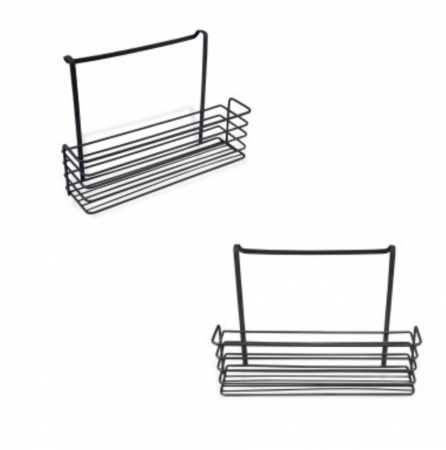 Cos metalic, depozitare si organizare pentru usi dulapuri bucatarie/baie, negru, 34x9,5x22cm [2]