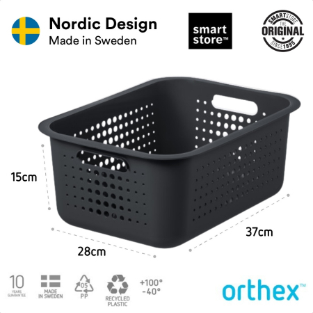 Cutie depozitare si organizare, SmartStore Recycled 15, din plastic reciclat, Gri, 10L, 37x28x15 cm [4]