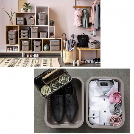 Cutie depozitare si organizare, SmartStore Recycled 20, din plastic reciclat, Gri, 13L , 37x28x20 cm [7]