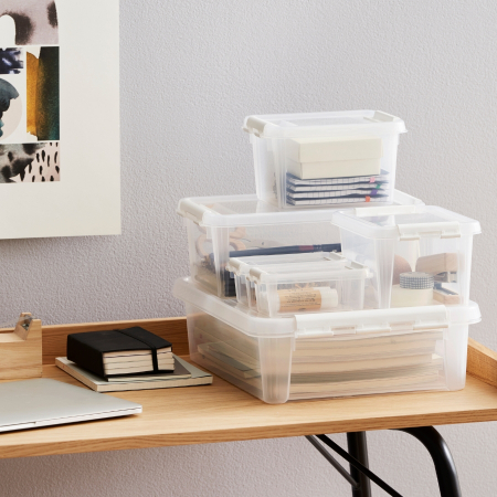 Cutie depozitare si organizare, cu capac, SmartStore Home 14, Plastic fara BPA, Transparent, 40x30x11 cm [2]