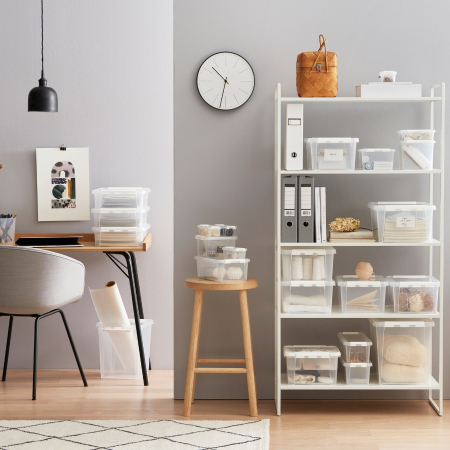 Cutie depozitare si organizare, cu capac, SmartStore Home 14, Plastic fara BPA, Transparent, 40x30x11 cm [3]
