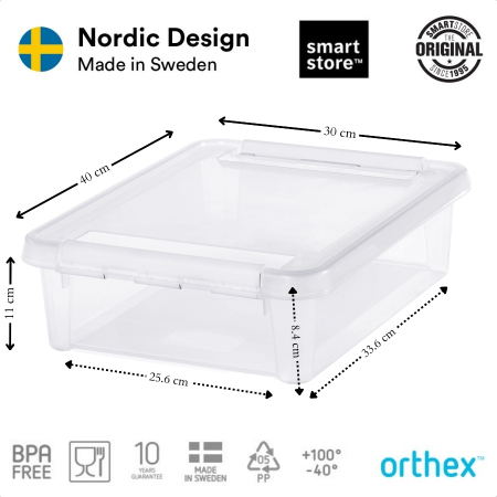 Cutie depozitare si organizare, cu capac, SmartStore Home 14, Plastic fara BPA, Transparent, 40x30x11 cm [4]