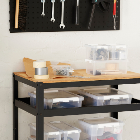 Cutie depozitare si organizare, cu capac, SmartStore Home 14, Plastic fara BPA, Transparent, 40x30x11 cm [6]