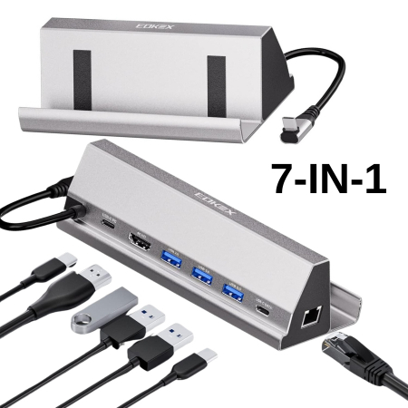 Promotii - Docking Station EOKEX pentru Steam Deck, 7in1 Plug and Play, 4K@60Hz HDMI 2.0, Gigabit Ethernet Port, 100W Power Delivery, 1x USB-C PD, 1x 4K HD, 1x USB 2.0, 2x USB 3.0, 1x USB Type C 3.0, Aluminiu