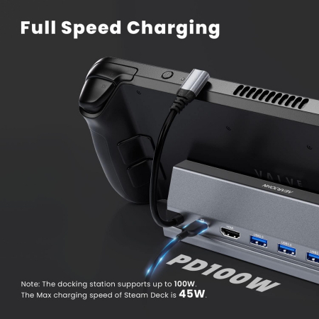 Docking Station EOKEX pentru Steam Deck, 7in1 Plug and Play, 4K@60Hz HDMI 2.0, Gigabit Ethernet Port, 100W Power Delivery, 1x USB-C PD, 1x 4K HD, 1x USB 2.0, 2x USB 3.0, 1x USB Type C 3.0, Aluminiu [6]
