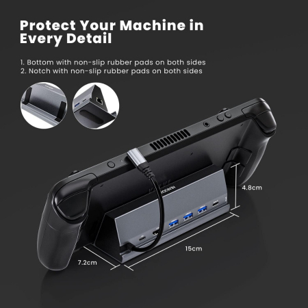 Docking Station EOKEX pentru Steam Deck, 7in1 Plug and Play, 4K@60Hz HDMI 2.0, Gigabit Ethernet Port, 100W Power Delivery, 1x USB-C PD, 1x 4K HD, 1x USB 2.0, 2x USB 3.0, 1x USB Type C 3.0, Aluminiu [5]