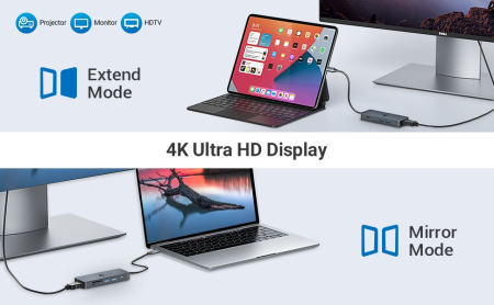 Docking Station OOTDAY Hub 10-in-1, USB-C, PD 100W, HDMI 4K, USB 3.0, SD/TF, Audio, Compatibil Laptop USB-C, MacBook Pro/Air, Chromebook, ThinkPad [8]