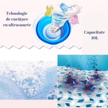 Mini masina de spalat rufe portabila, pentru calatorii, drumetii si vacanta, turbina ultrasonic 24W, cablu alimentare USB, 10L [2]
