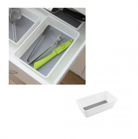 Organizator modular pentru sertar, cu 3 compartimente antiderapante, alb, dimensiuni diferite, 17x9.5cm, 24.5x9.5cm, 17x17cm [5]
