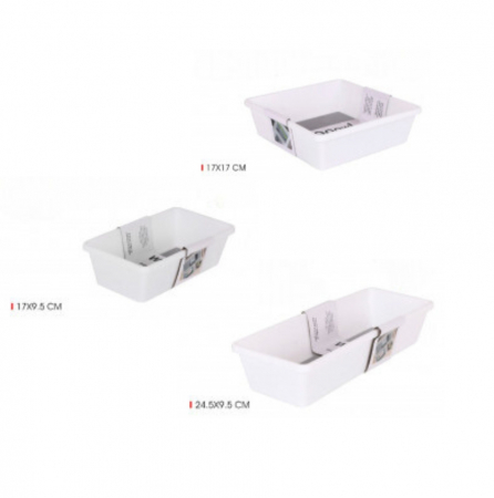 Organizator modular pentru sertar, cu 3 compartimente antiderapante, alb, dimensiuni diferite, 17x9.5cm, 24.5x9.5cm, 17x17cm [3]