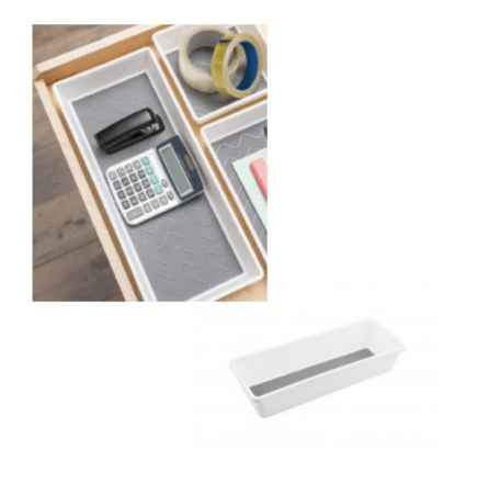 Organizator modular pentru sertar, cu 3 compartimente antiderapante, alb, dimensiuni diferite, 17x9.5cm, 24.5x9.5cm, 17x17cm [6]