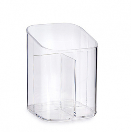 Organizator pentru depozitare produse cosmetice si manichiura, 3 compartimente, plastic, transparent, 8.3x8.3x11.3 cm [2]