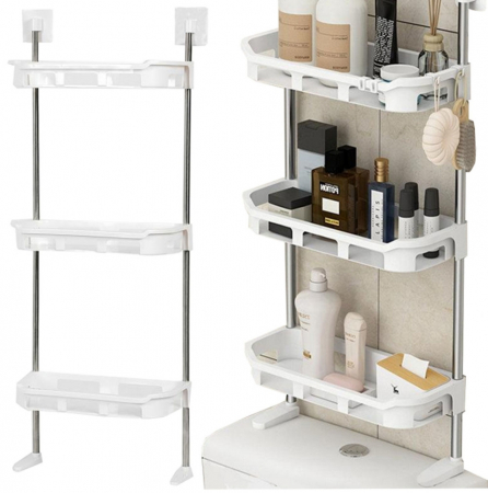 Organizare si Depozitare - Raft depozitare pentru baie, multifunctional cu 3 polite, suspendabil, Alb, 84x34 cm