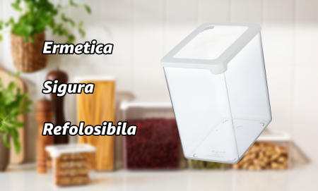 Cutie depozitare alimente, cu capac ermetic, SmartStore, plastic fara BPA, organizator, stivuibila, transparenta, 3.5L [2]