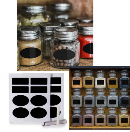 Set 16 Etichete Negre Autoadezive cu Creta pentru Caserole si Borcane [2]