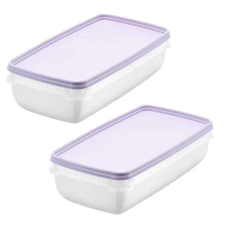 Cutii Alimentare - Set 2 caserole cu capac, depozitare alimente, Freez SmartStore, 1.2L, compatibila cu cuptorul microunde si congelator, capac ermetic