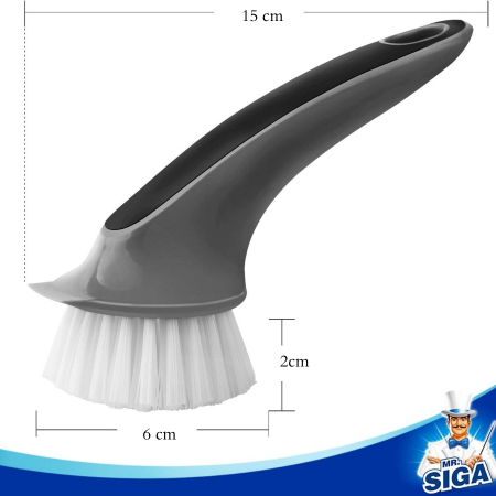 Set 2 Perii vase cu racleta MS.SIGA, pentru curatarea oalelor, tigailor, chiuvetei sau suprafete din bucatarie, Gri, 15 cm [4]