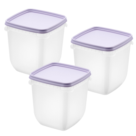 Cutii Alimentare - Set 3 caserole cu capac, depozitare alimente, Freez SmartStore, 1L, compatibila cu cuptorul microunde si congelator, capac ermetic