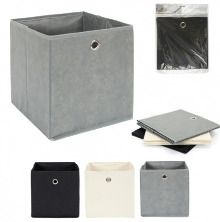 Set 3 Cutii depozitare si organizare, pliabile, tip cub, material textil, alb/negru/gri, 30x30x30cm [9]