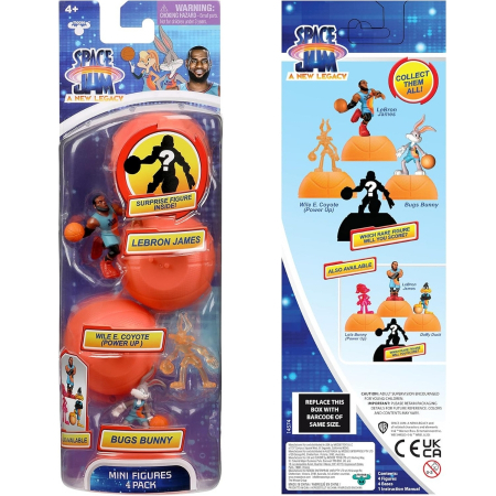 Set 4 figurine Space Jam 2 A New Legacy, Lebron, Bugs Bunny, Wile E. Coyote + 1 figurina Surpriza, 5 cm, Multicolor [5]