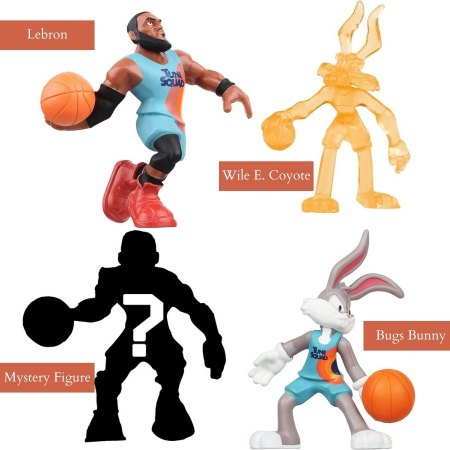 Set 4 figurine Space Jam 2 A New Legacy, Lebron, Bugs Bunny, Wile E. Coyote + 1 figurina Surpriza, 5 cm, Multicolor [1]